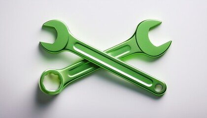 green wrench two ends on white tool simple modern