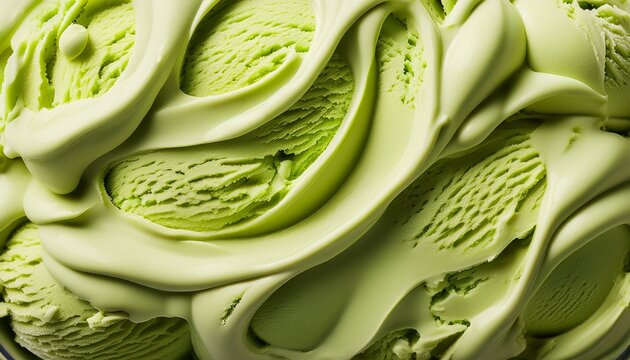 surface of pistachio green ice cream texture background top view