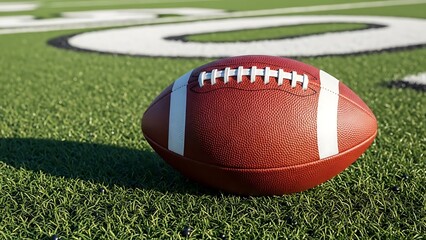 American Football on Green Grass Field.