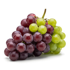 Fototapeta premium Fresh grapes with green and purple clusters on white background