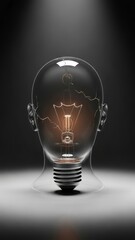 Surreal metaphor of burnout with empty light bulb head, emotional exhaustion concept