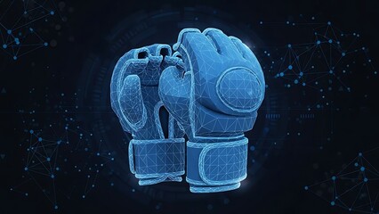 Blue Boxing Gloves Facing Each Other.