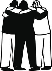 People hugging. Illustration of hugs, friendship, and teamwork. Vector