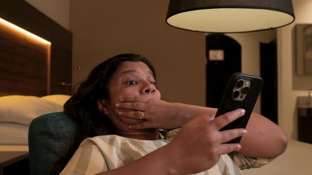Excessive screen time causing headache and anxiety before sleep , doom scrolling, watching reels, screen time, wellbeing and health concept