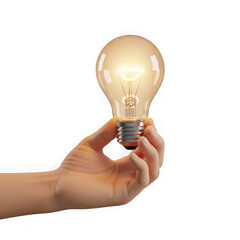 Hand holding illuminated light bulb