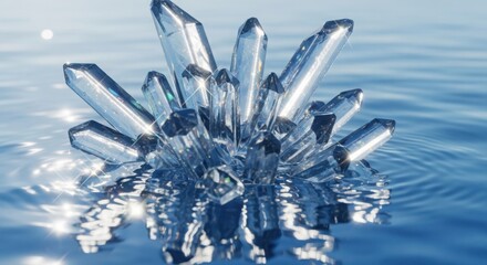 Abstract blue crystal formation abstract art beautiful water effect