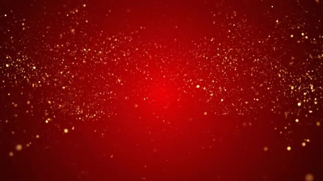 Abstract red background with sparkling golden glitter overlay