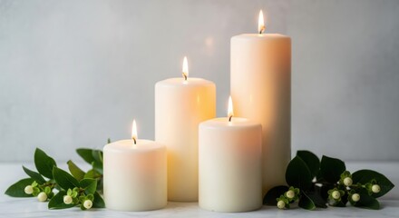 Warm ambiance set by glowing candles and greenery