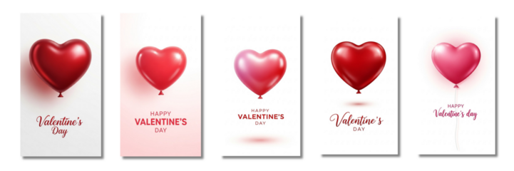 Valentine's day heart balloons isolated on transparent background