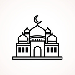 Simple Mosque Building Line Art Icon