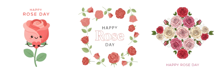 Happy rose day illustrations isolated on transparent background