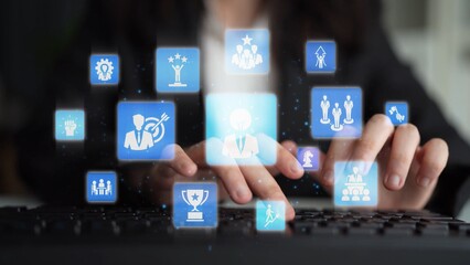 Leadership icons symbolize teamwork, vision, and decision-making. Leadership guides business, leadership inFunnels growth, and leadership supports management success. Funnel