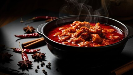 Spicy Red Curry Dish with Star Anise and Chili food