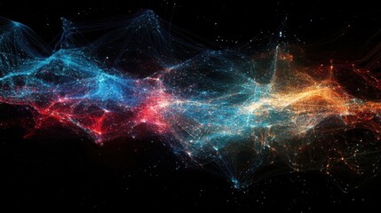 Global internet traffic lines connecting major cities