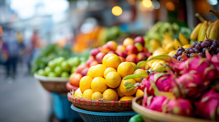 Lively marketplace bustling with colorful fresh produce stalls local culture stock photo community spirit display array of fruits vegetables vibrant setting cultural commerce