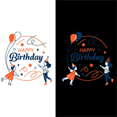 Happy Birthday Child Illustration with Balloons Vector