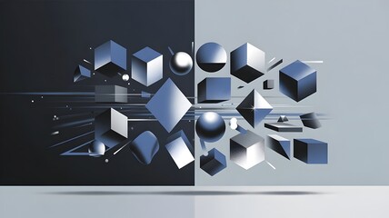 Abstract blue and silver shapes aligning - Suitable for engineering.