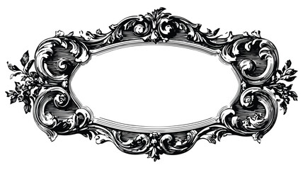 Exquisite Victorian Rose Ornament Frame with Intricate Scrollwork Vector Art