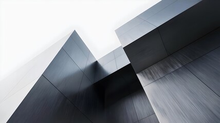 Low angle view of angular concrete and steel structure – Perfect for industrial design portfolios, strength-based branding, or urban development.