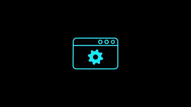 Website cyan color optimization line animation. Animated Webpage icon. Improving technical performance. 4k video