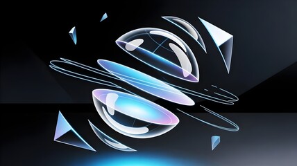 Translucent sphere fracturing with mathematical precision – Perfect for high-tech transformation, ethereal light design, or systematic change.