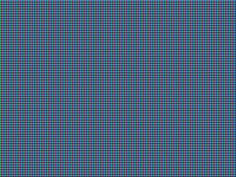 Microscopic view of a CRT screen. Pixel closeup with red, green, and blue subpixels forming a grid pattern. Retro technology and display concept.
