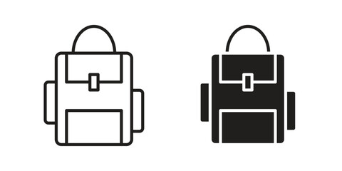 Fototapeta premium Hiking backpack icons on white background. Line vector sign, symbol for web and mobile