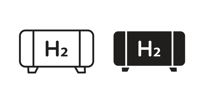 Hydrogen gas tank icons on white background. Line vector sign, symbol for web and mobile