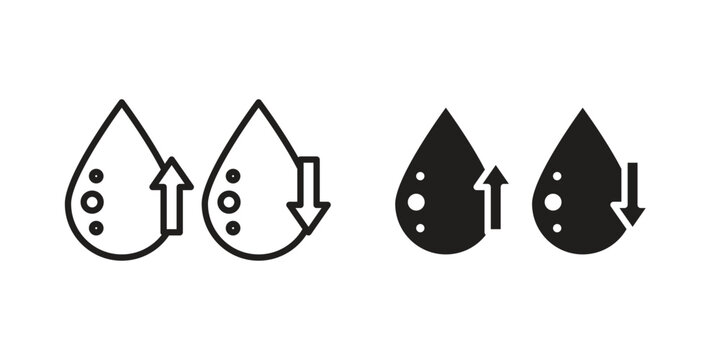 Low and high cholesterol icons on white background. Line vector sign, symbol for web and mobile