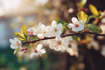 Obraz premium Cherry blossoms in spring. Cherry blossoms macro photo