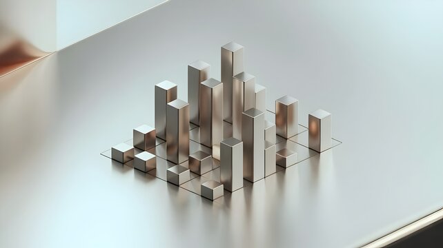Abstract bar chart on white surface – Ideal for business analytics, growth metrics, or financial reporting. - Powered by Adobe