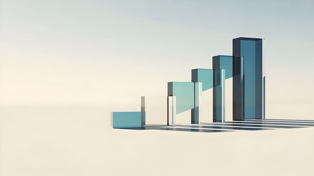 Translucent glass bar chart on white – Suitable for data transparency, business intelligence, or modern statistics. - Powered by Adobe