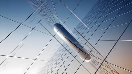 Obraz premium Polished cylinder on glass wireframe grid – Perfect for innovation.