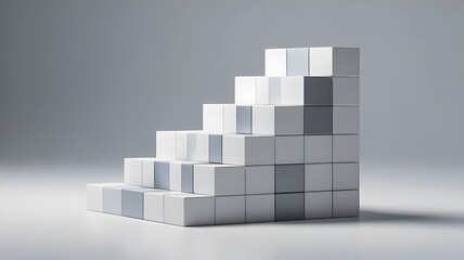 Geometric cubes stacked in growth formation on gray background – Ideal for business growth, corporate success, or progress concepts.