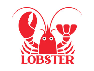 Red Lobster Vector Illustration, Minimalist Seafood Logo Icon