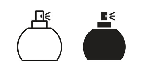 Obraz premium Perfume bottle icons on white background. Line vector sign, symbol for web and mobile