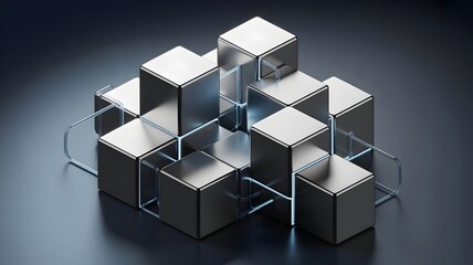 Interlocking metallic cubes structure – Ideal for system integration.