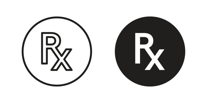 RX icons on white background. Line vector sign, symbol for web and mobile