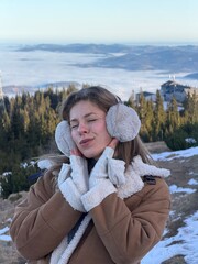 girl on the top of the mountain