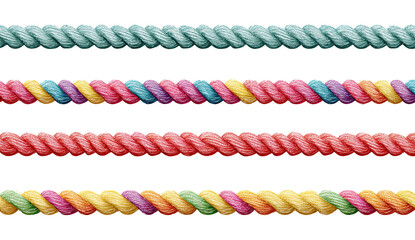 Colorful twisted ropes in horizontal rows