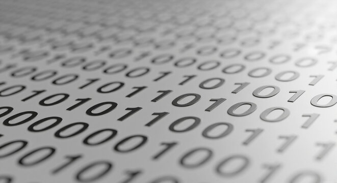 Binary code pattern in grayscale on textured background  
