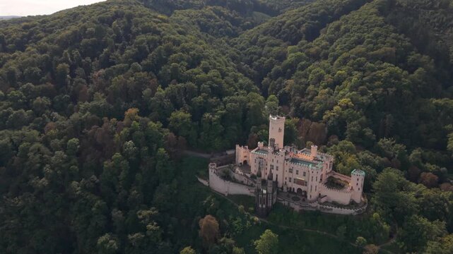A flight along the Rhine river and spotting to old Castles close to Koblenz Germany 