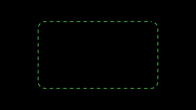 Dotted line rectangle frame animation. Animation of a dotted line path from left to right point. border frame dotted line animation Rectangle Dotted Line Frame Animation
