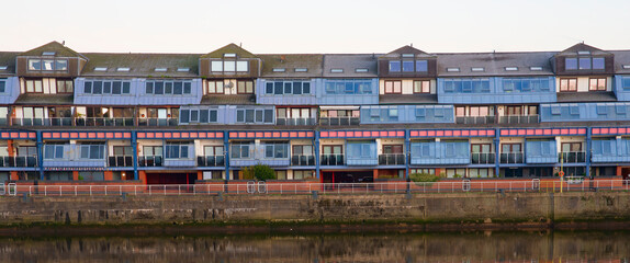 Modern high rise flats at Glasgow Riverside by the River Clyde © Richard Johnson
