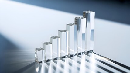 Glass bar chart prisms showing growth – Perfect for business reports.