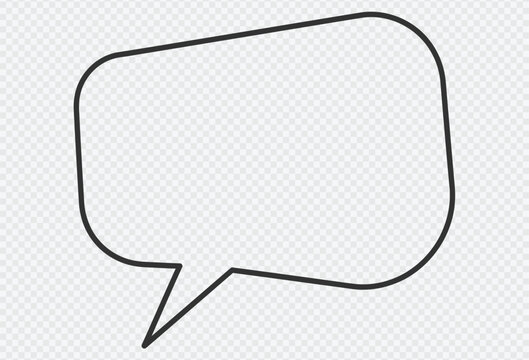 Blank speech bubble icon on transparent checkered background for graphic design use