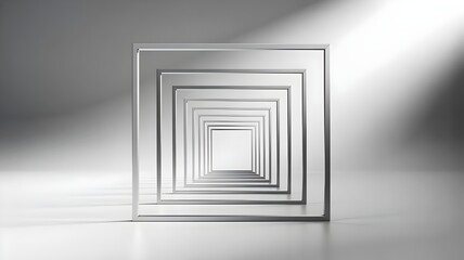 Minimalist metallic frames in linear perspective – Great for corporate growth, architectural design, or legal services branding.
