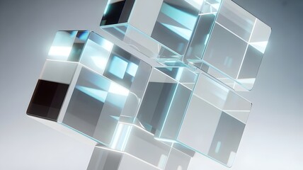 Glass cubes with prismatic reflections – Great for transparent business practices, chemical research, or luxury branding.
