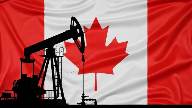 Crude oil supply from Canada visualized by a working pump silhouette.