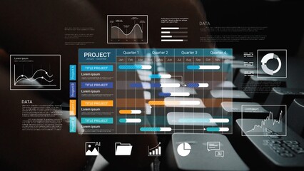 Data Visualization for Project Management with Charts and Graphs Showcasing Quarterly Progress and...